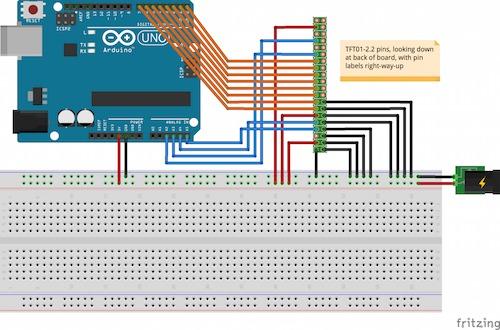 How to connect a TFT01 display to an Arduino Uno